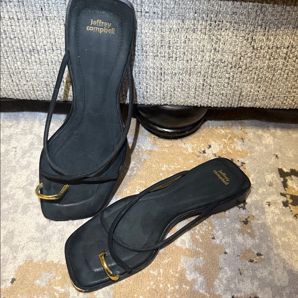 Jeffrey Campbell Black Sandals with Gold Detail